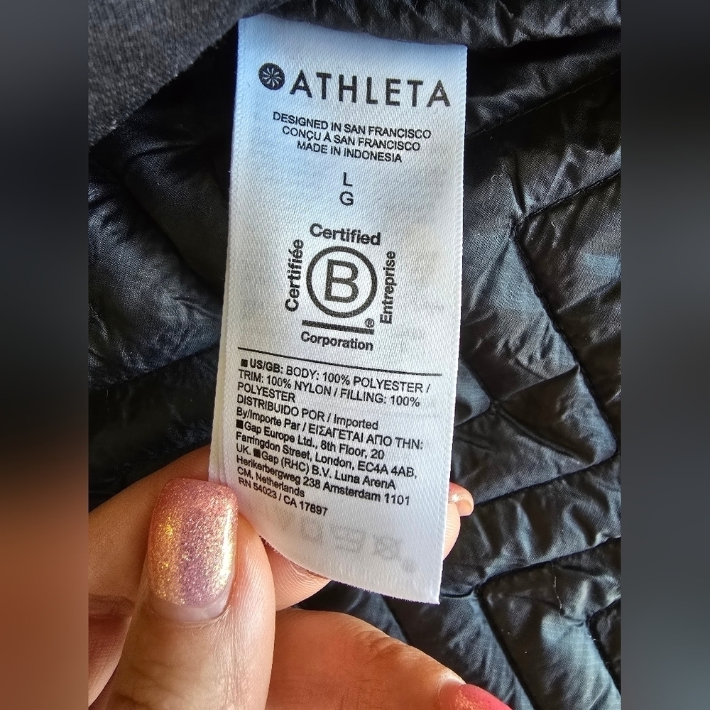 NWT Athleta Women's Black Cozy Sherpa Snap Sweatshirt Women's Size L. - Picture 7 of 10